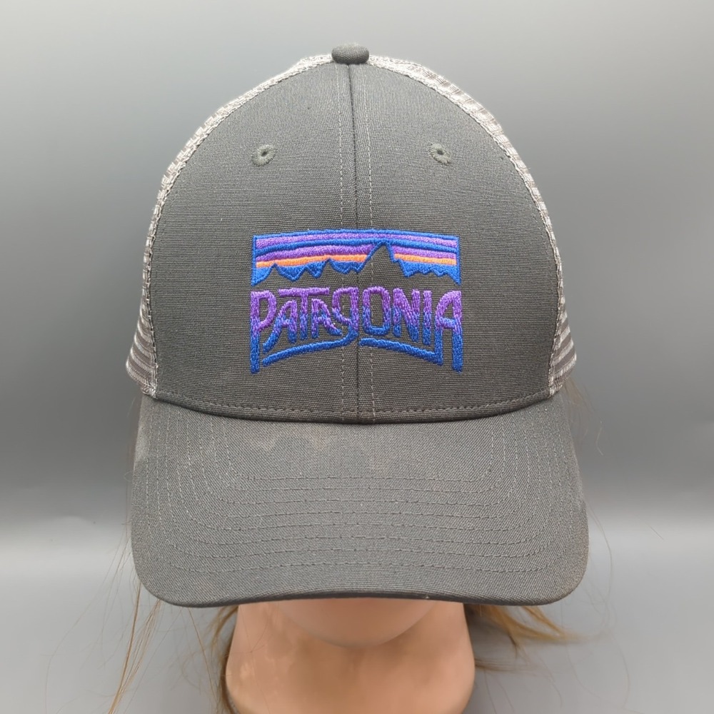 Patagonia Fitz Roy Horizon Trucker Hat Gray Purple Snapback Cap Mesh Unisex